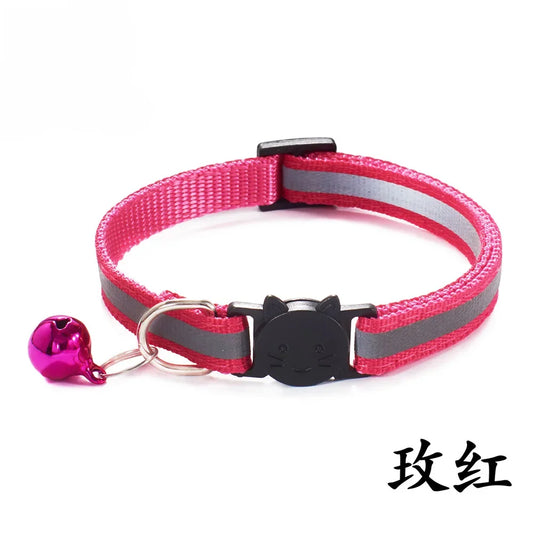 Reflective Breakaway Cat Collars with Bells Safety Buckle Kitten Collar Adjustable for Girl Cats Boy Male Cats Pet Accessories