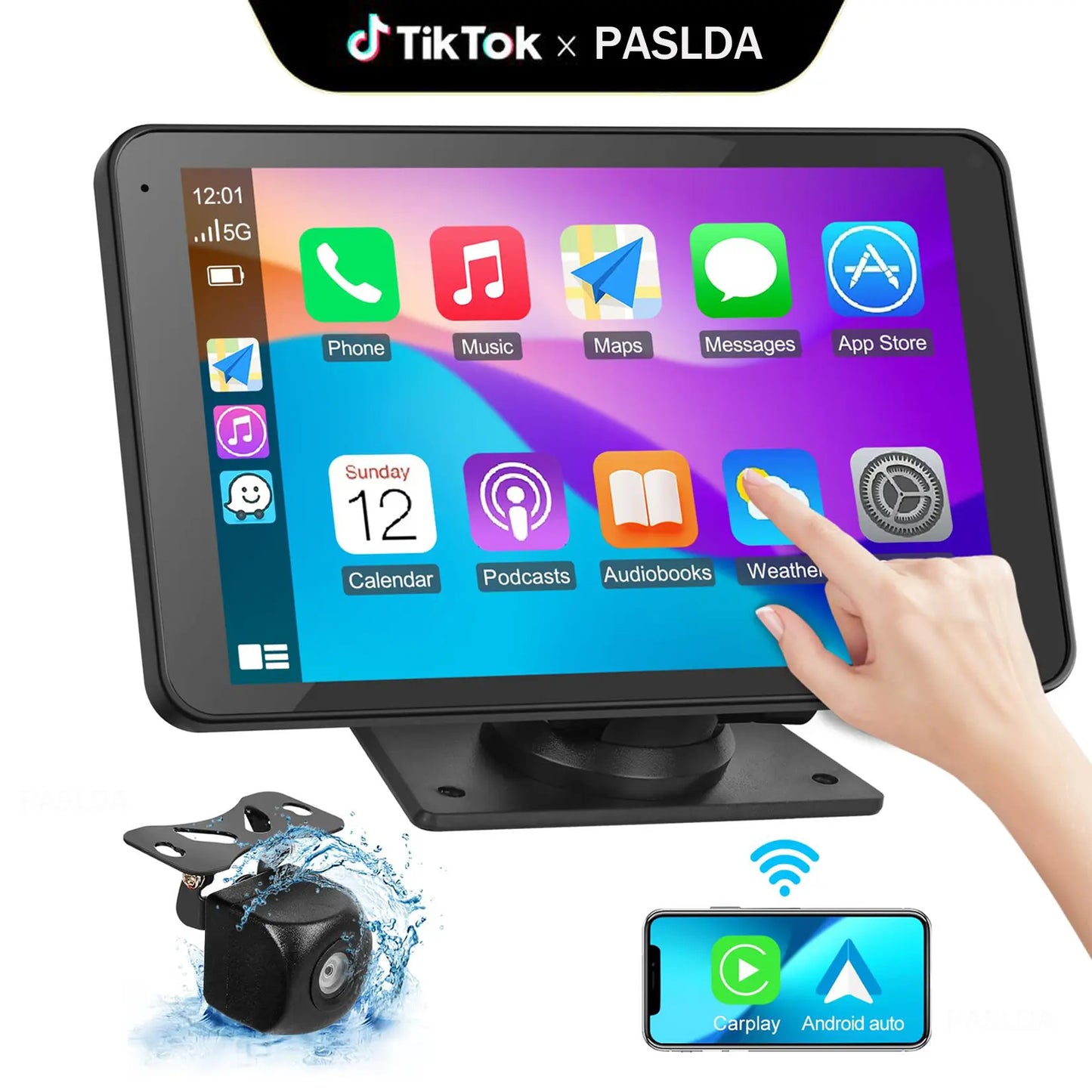 【PASLDA】2026 Upgraded Wireless Carplay Screen for Andriod & Iphone : the Ultimate Portable Car Play Adapter for Seamless In-Car Entertainment