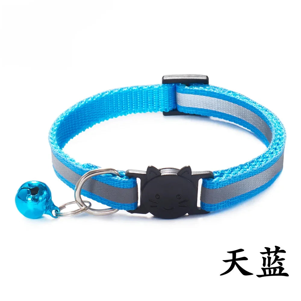 Reflective Breakaway Cat Collars with Bells Safety Buckle Kitten Collar Adjustable for Girl Cats Boy Male Cats Pet Accessories