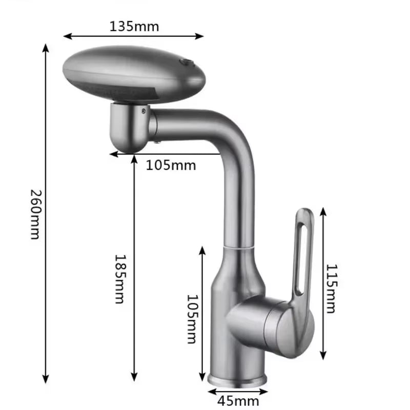 Torneira Multifuncional Para Cascata, 4 Modo De Saída De Água, Torneira De Pulverização, Rotação 360 °, Água Quente E Fria, Mist