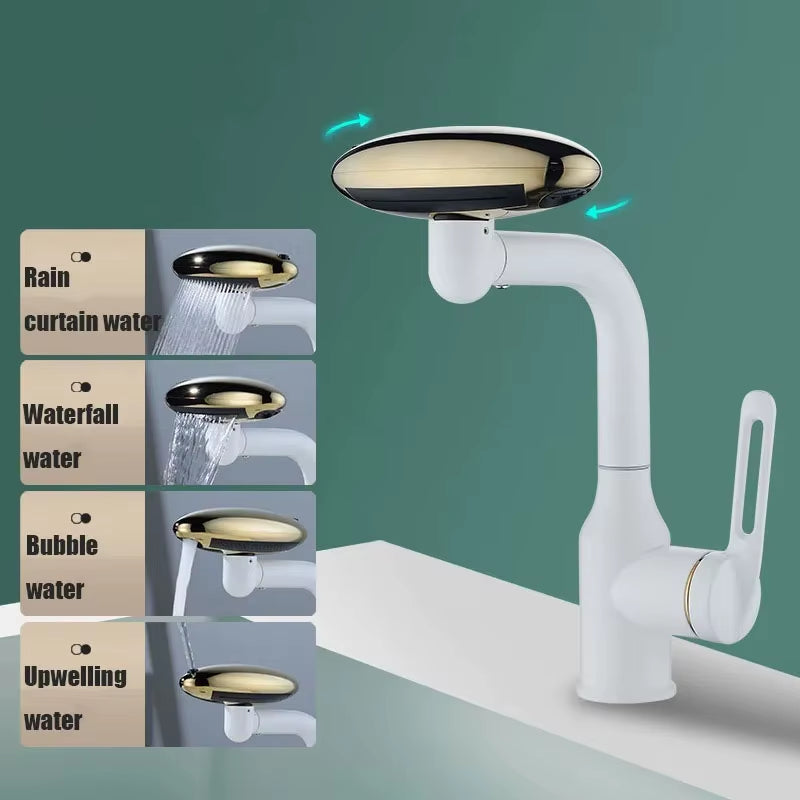 Torneira Multifuncional Para Cascata, 4 Modo De Saída De Água, Torneira De Pulverização, Rotação 360 °, Água Quente E Fria, Mist