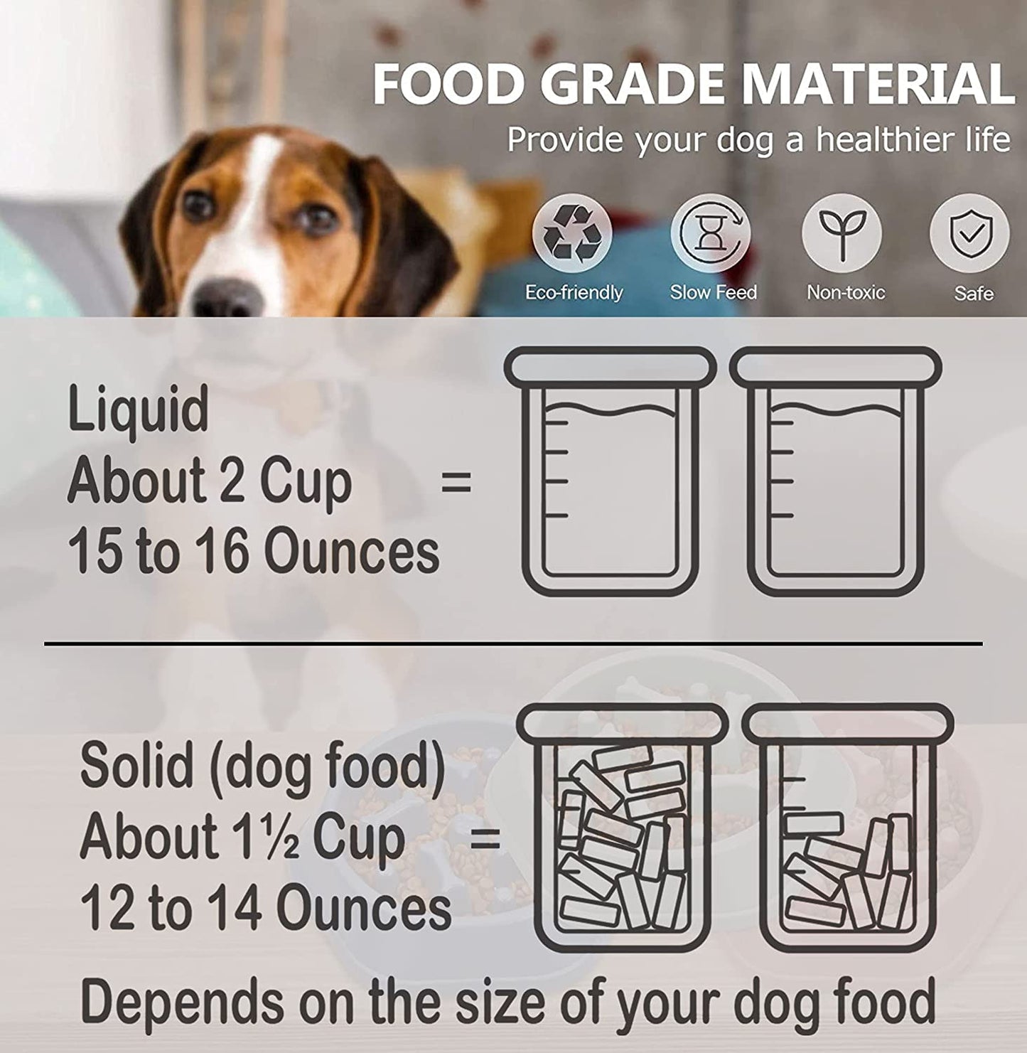 Slow Feeder Dog Bowl No Choking Slow Feeder Bloat Stop Dog Food Water Bowl with Funny Pattern