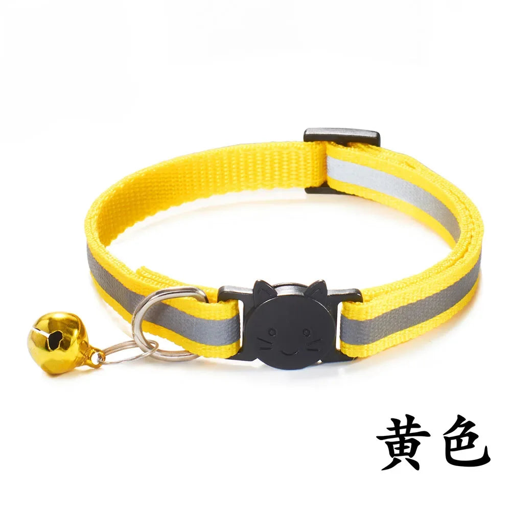 Reflective Breakaway Cat Collars with Bells Safety Buckle Kitten Collar Adjustable for Girl Cats Boy Male Cats Pet Accessories