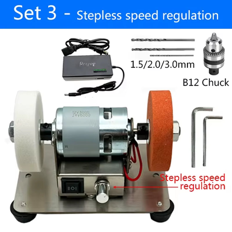 100W Double Grinder Machine Table Grinding Coarse and Fine Polishing Electric Grinding Wheel Grindig Stone Household