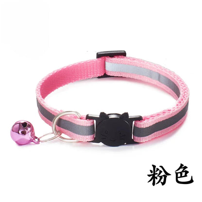Reflective Breakaway Cat Collars with Bells Safety Buckle Kitten Collar Adjustable for Girl Cats Boy Male Cats Pet Accessories