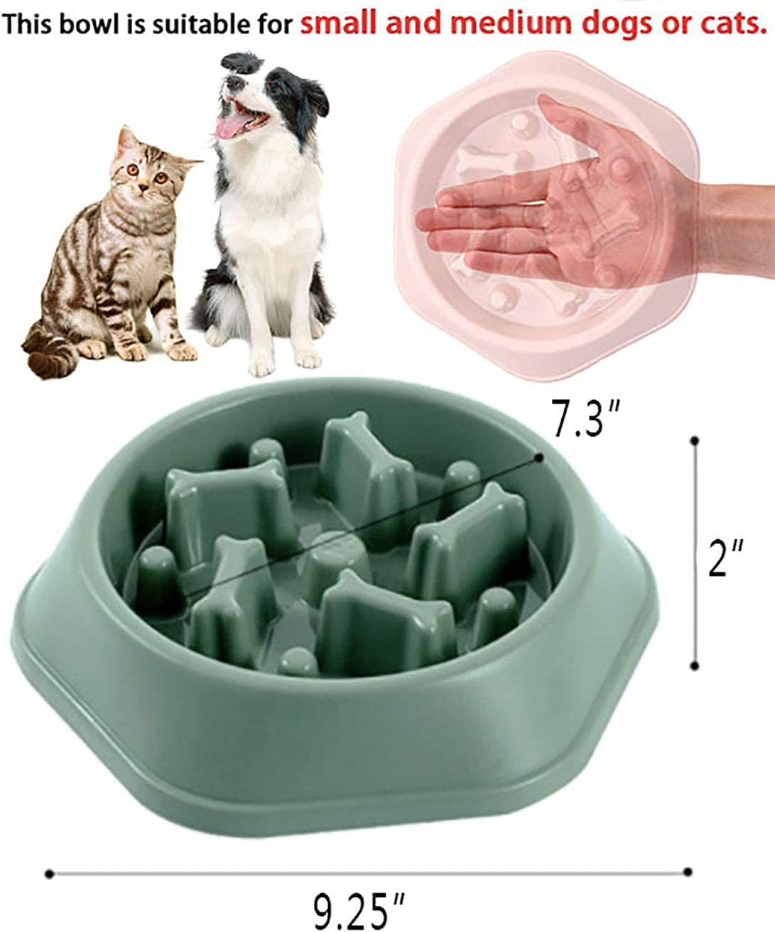 Slow Feeder Dog Bowl No Choking Slow Feeder Bloat Stop Dog Food Water Bowl with Funny Pattern