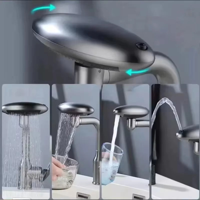 Torneira Multifuncional Para Cascata, 4 Modo De Saída De Água, Torneira De Pulverização, Rotação 360 °, Água Quente E Fria, Mist