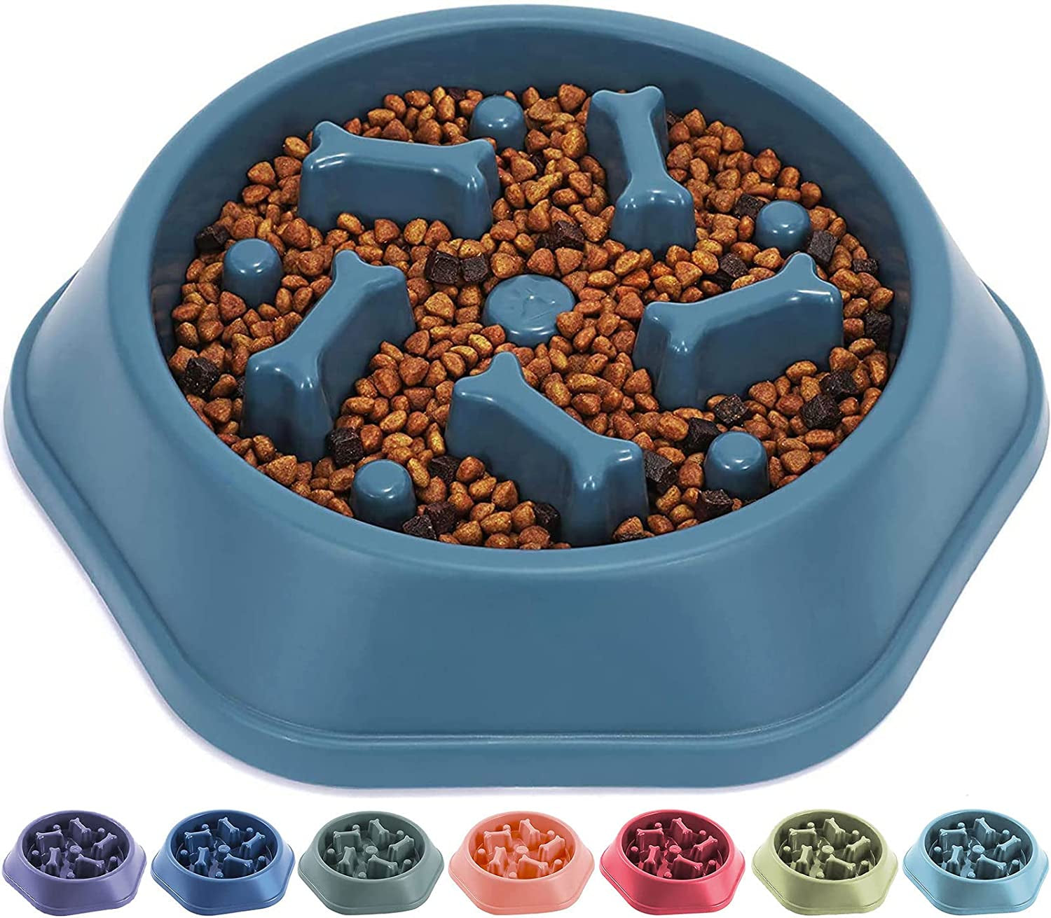 Slow Feeder Dog Bowl No Choking Slow Feeder Bloat Stop Dog Food Water Bowl with Funny Pattern