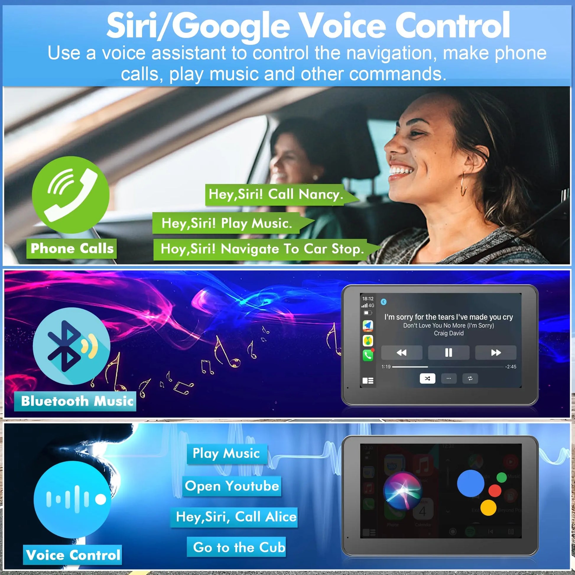 【PASLDA】2026 Upgraded Wireless Carplay Screen for Andriod & Iphone : the Ultimate Portable Car Play Adapter for Seamless In-Car Entertainment