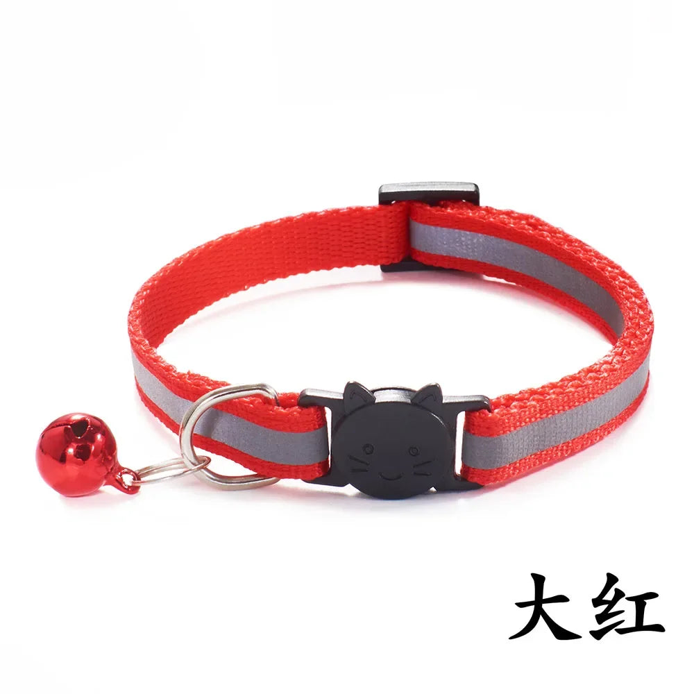 Reflective Breakaway Cat Collars with Bells Safety Buckle Kitten Collar Adjustable for Girl Cats Boy Male Cats Pet Accessories