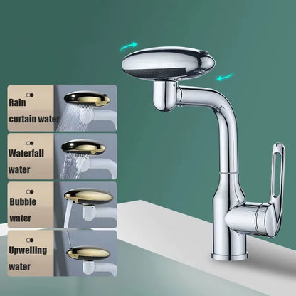 Torneira Multifuncional Para Cascata, 4 Modo De Saída De Água, Torneira De Pulverização, Rotação 360 °, Água Quente E Fria, Mist